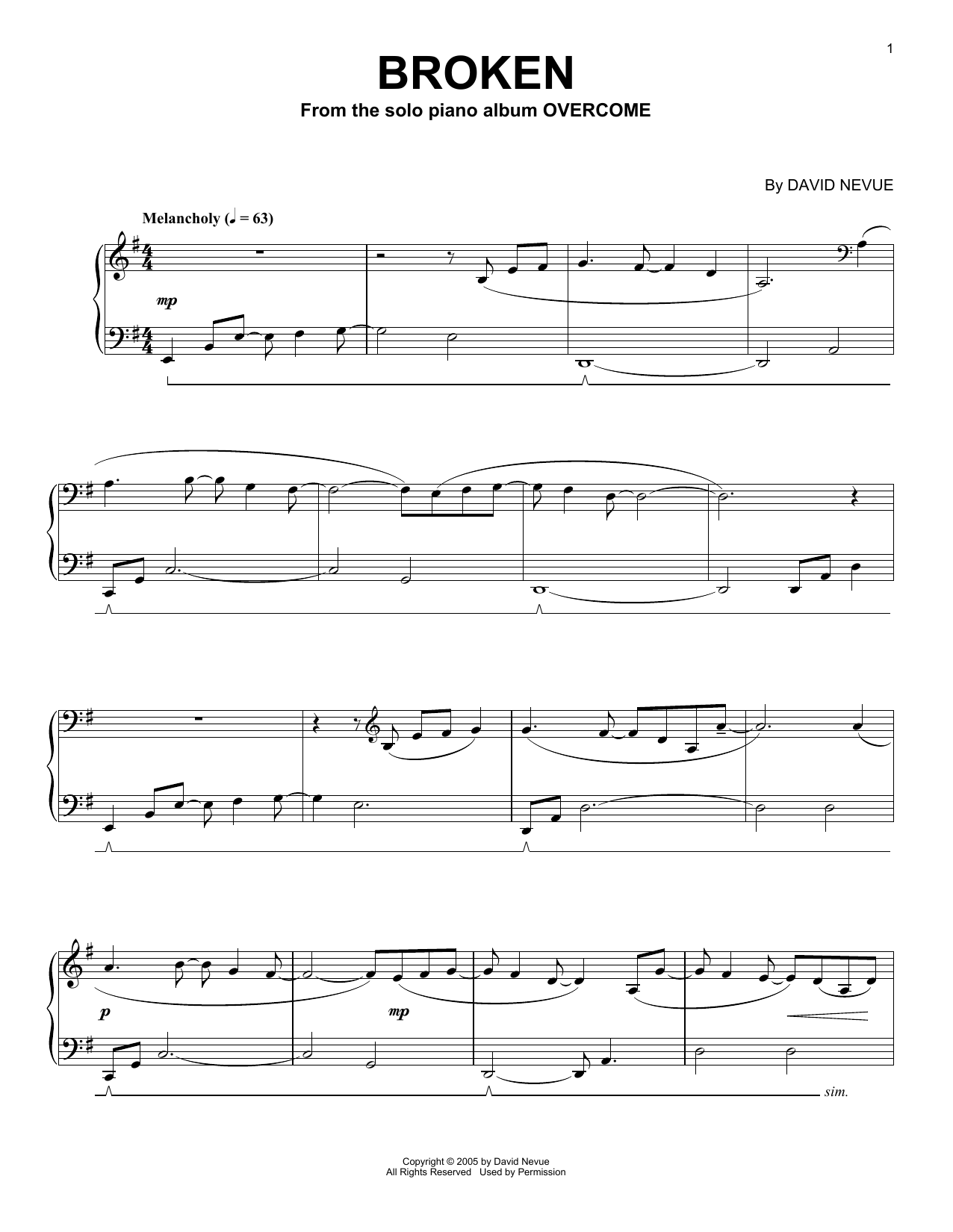 David Nevue Broken Sheet Music Notes & Chords for Piano Solo - Download or Print PDF