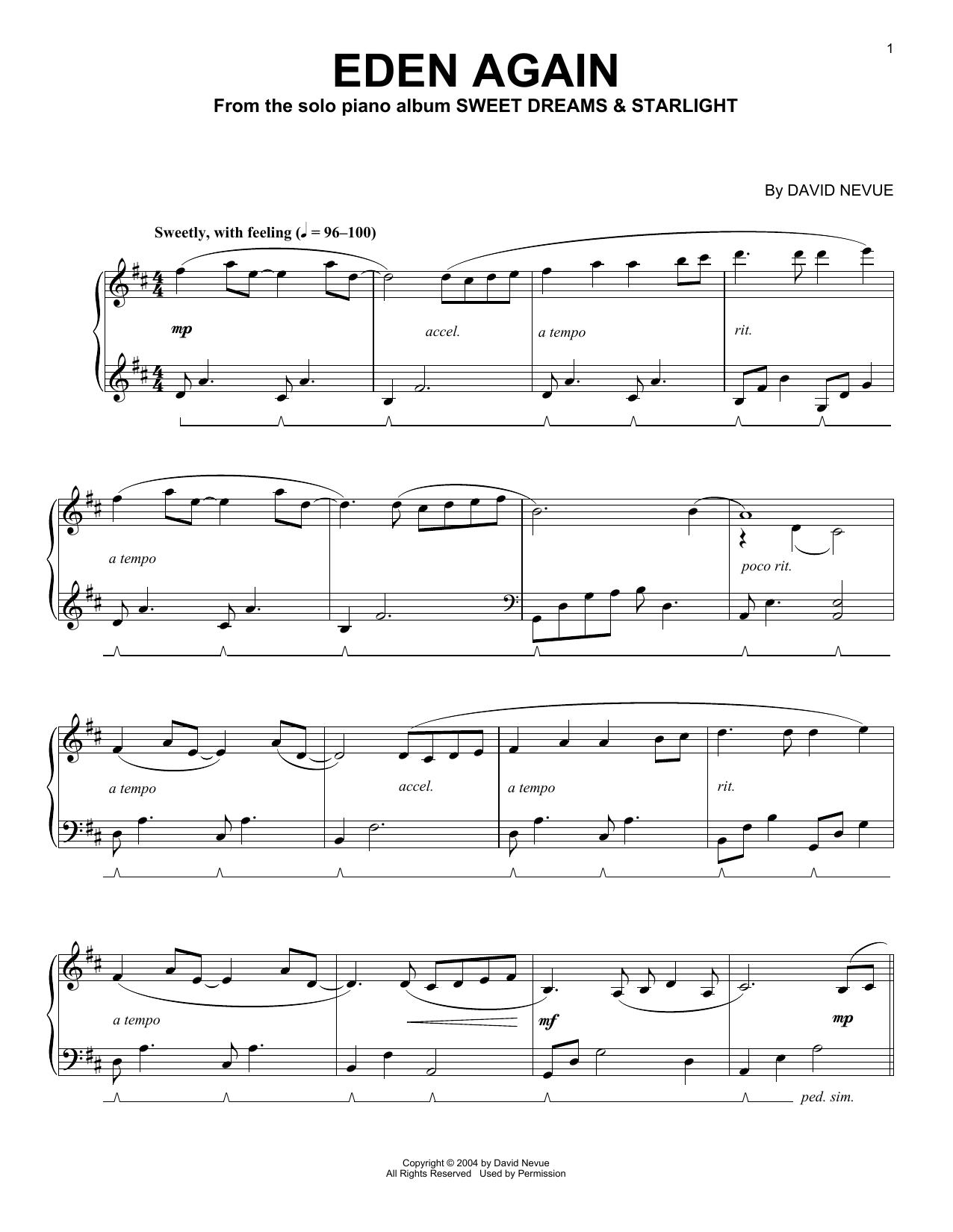 David Nevue Eden Again Sheet Music Notes & Chords for Piano Solo - Download or Print PDF