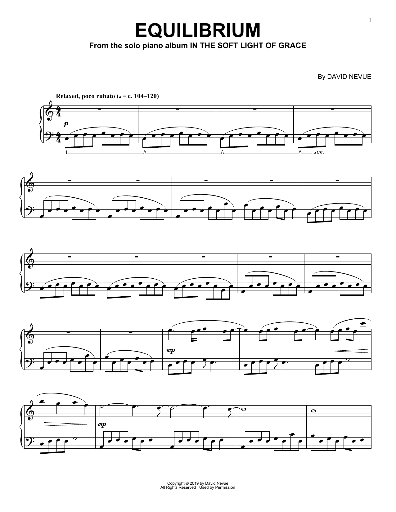 David Nevue Equilibrium Sheet Music Notes & Chords for Piano Solo - Download or Print PDF