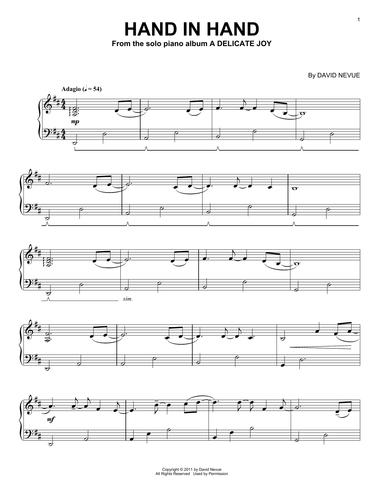 David Nevue Hand In Hand Sheet Music Notes & Chords for Piano Solo - Download or Print PDF