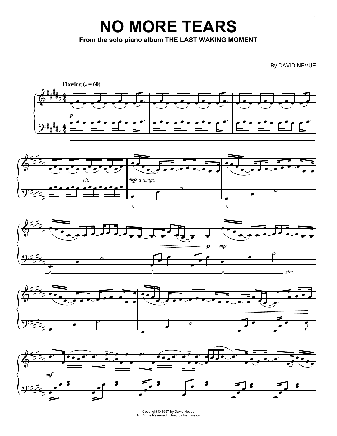 David Nevue No More Tears Sheet Music Notes & Chords for Piano Solo - Download or Print PDF