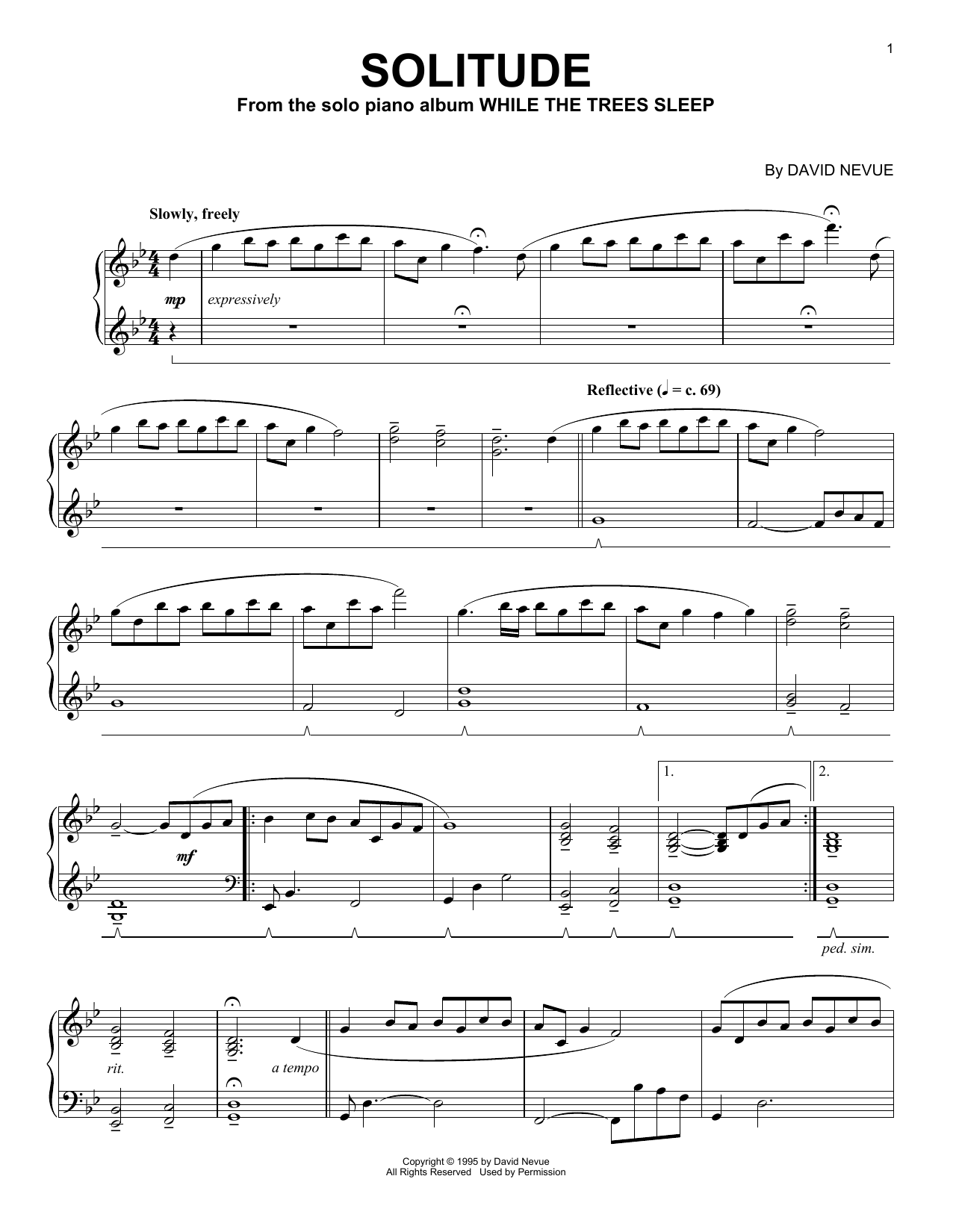David Nevue Solitude Sheet Music Notes & Chords for Piano Solo - Download or Print PDF