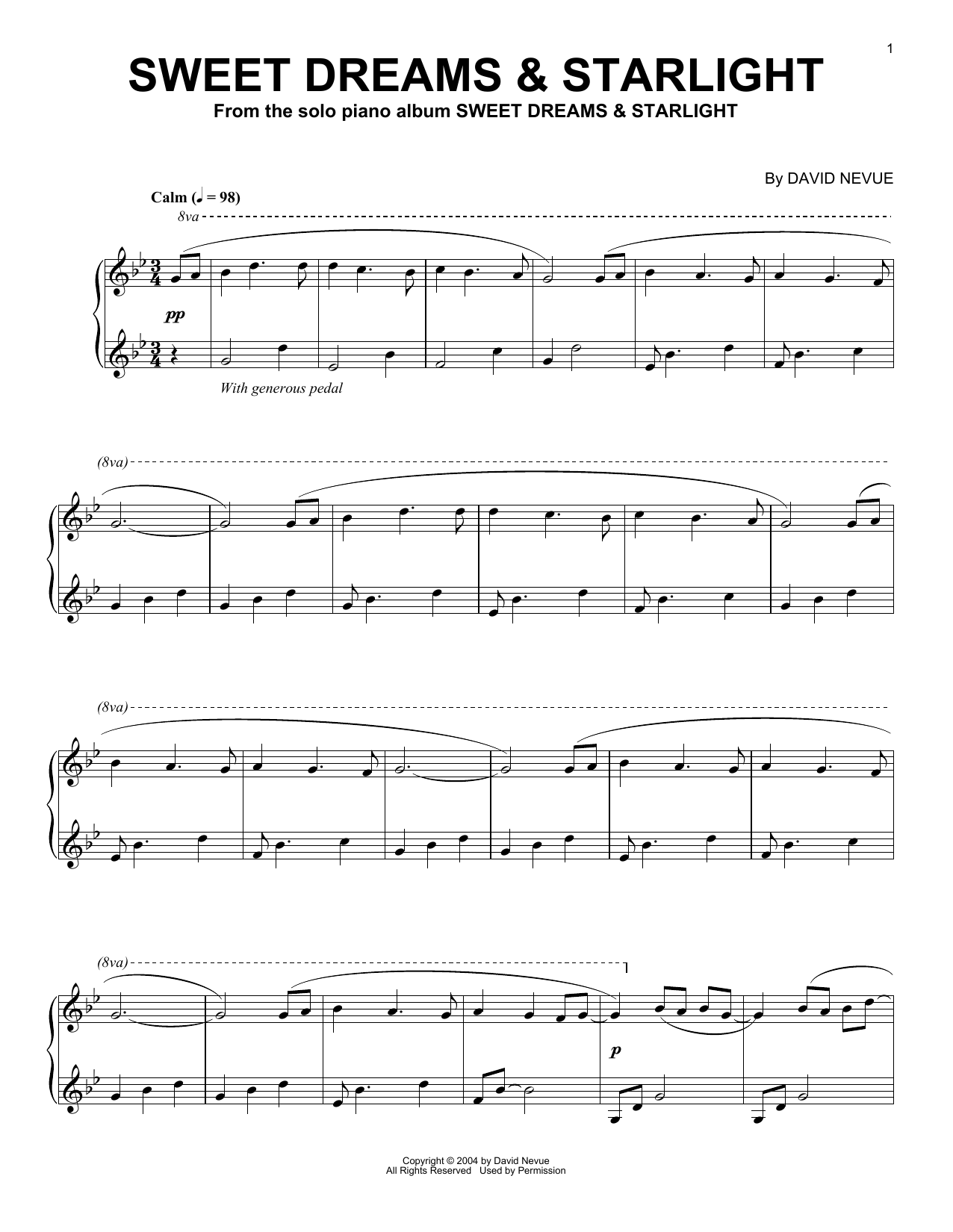 David Nevue Sweet Dreams & Starlight Sheet Music Notes & Chords for Piano Solo - Download or Print PDF