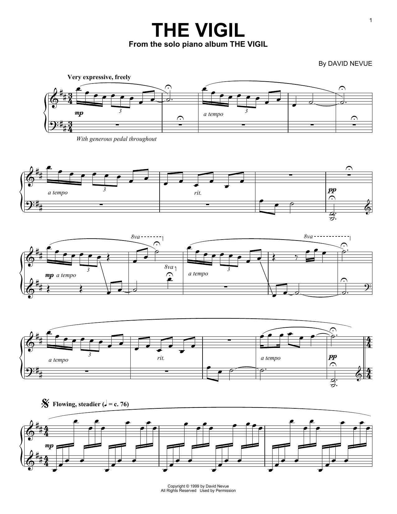 David Nevue The Vigil Sheet Music Notes & Chords for Piano Solo - Download or Print PDF