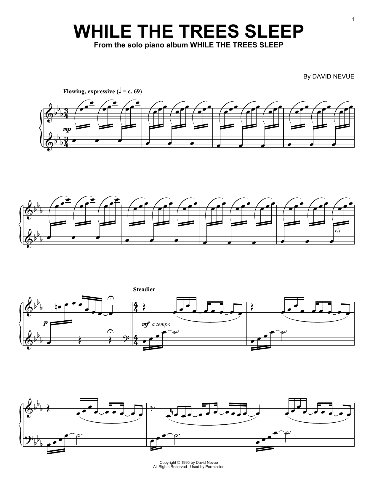 David Nevue While The Trees Sleep Sheet Music Notes & Chords for Piano Solo - Download or Print PDF