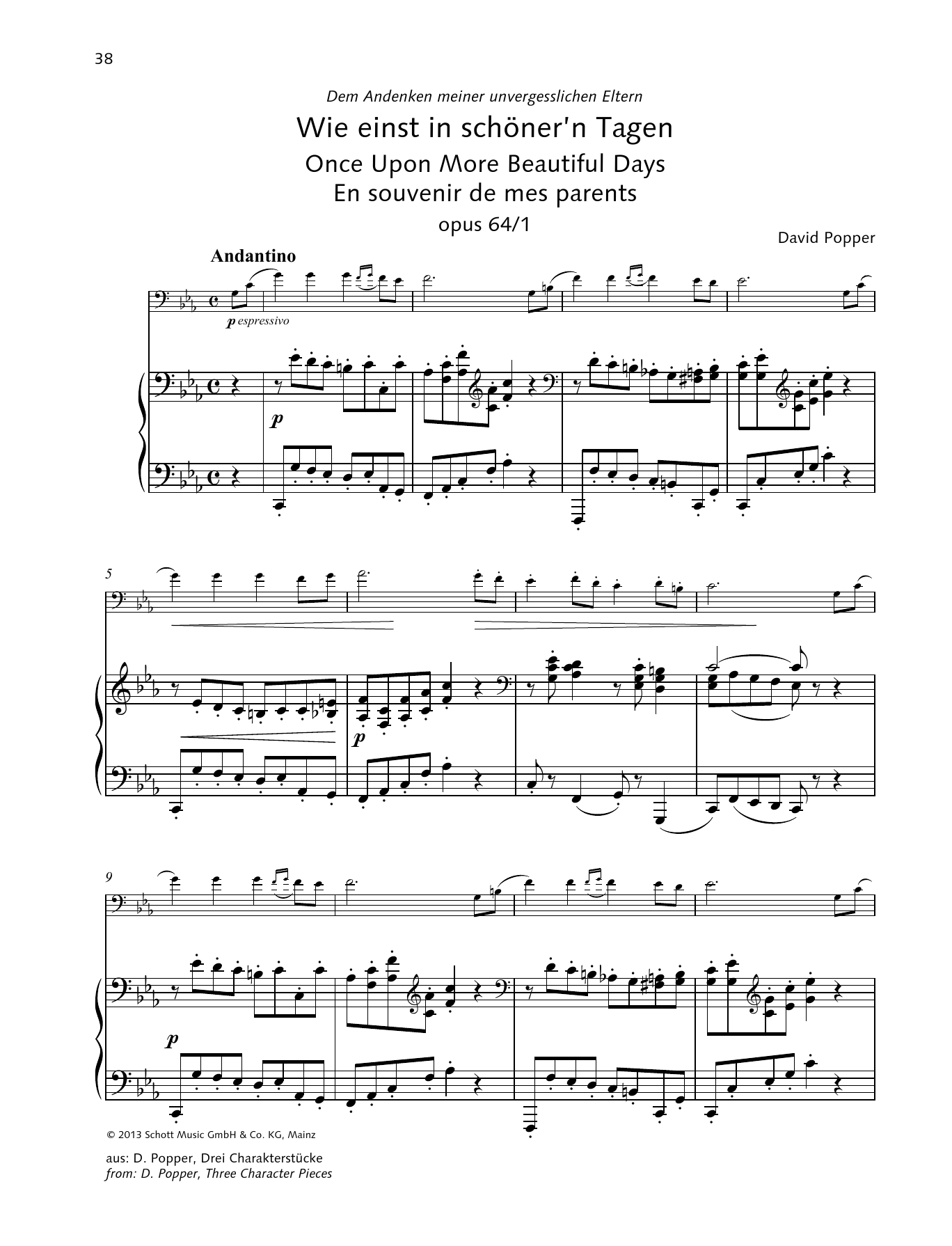 Dávid Popper Once Upon More Beautiful Days Sheet Music Notes & Chords for String Solo - Download or Print PDF