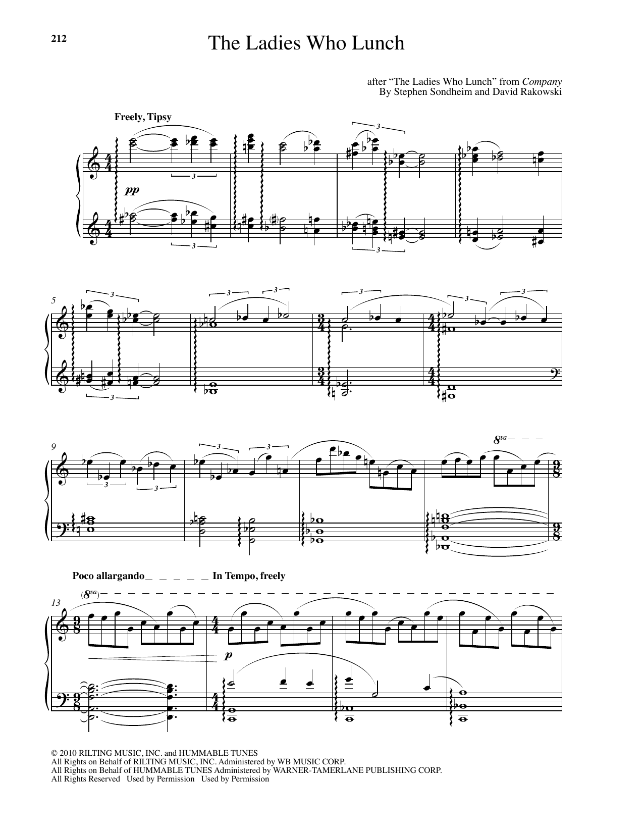 David Rakowski The Ladies Who Lunch Sheet Music Notes & Chords for Piano - Download or Print PDF