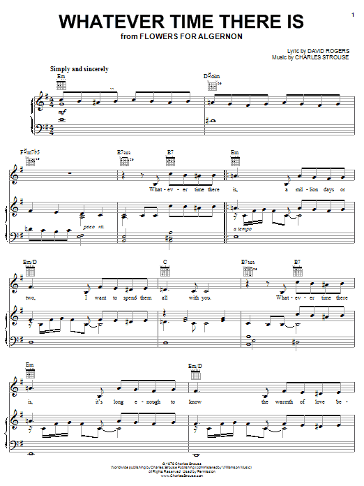 David Rogers Whatever Time There Is Sheet Music Notes & Chords for Piano, Vocal & Guitar (Right-Hand Melody) - Download or Print PDF