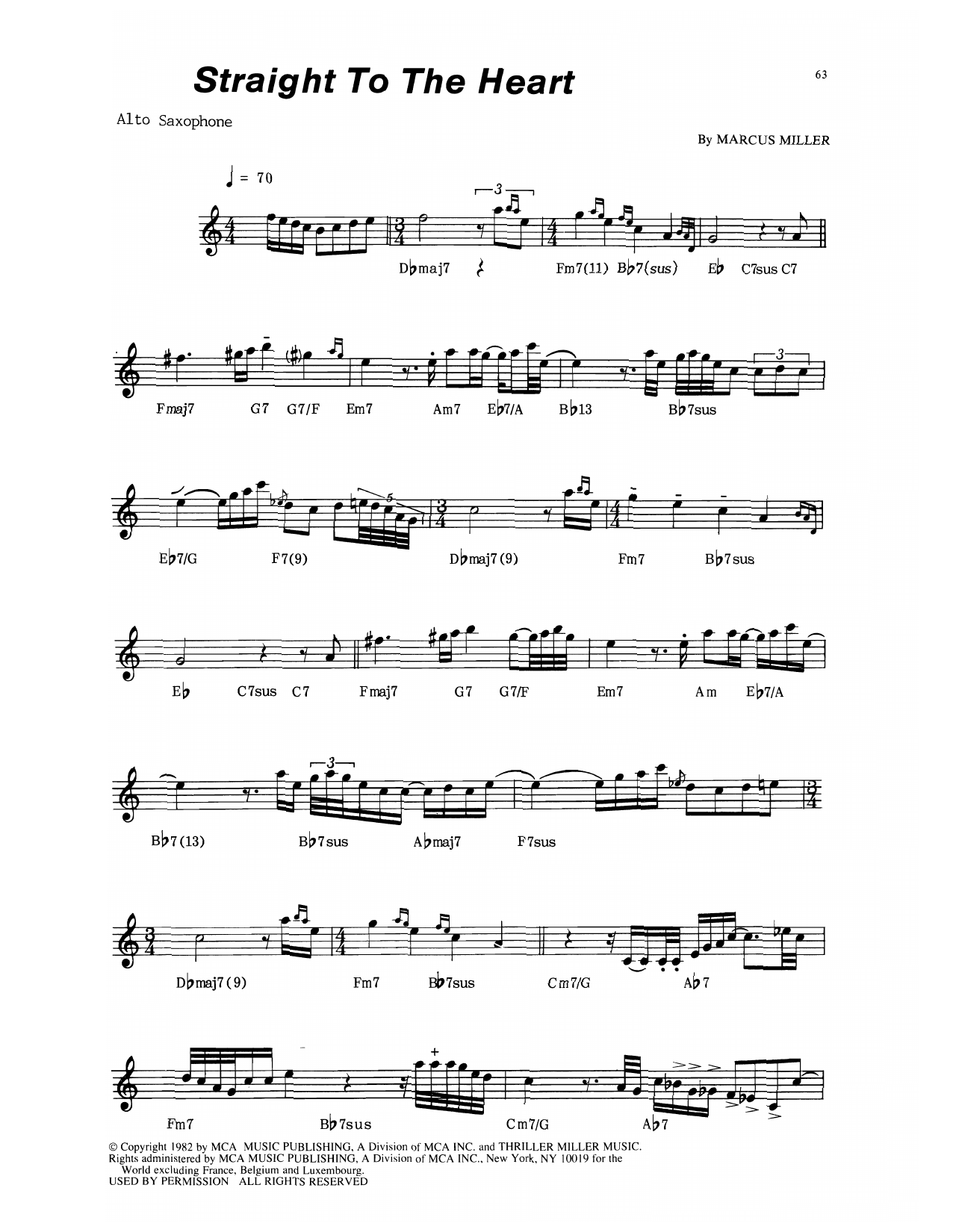 David Sanborn Straight To The Heart Sheet Music Notes & Chords for Alto Sax Transcription - Download or Print PDF