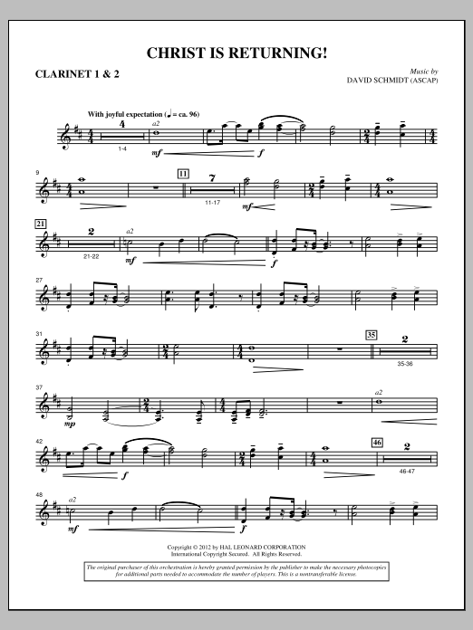 David Schmidt Christ Is Returning! - Bb Clarinet 1,2 Sheet Music Notes & Chords for Choir Instrumental Pak - Download or Print PDF