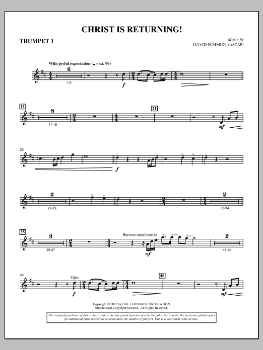 David Schmidt Christ Is Returning! - Bb Trumpet 1 Sheet Music Notes & Chords for Choir Instrumental Pak - Download or Print PDF David Schmidt Christ Is Returning! - Bb Trumpet 1 Sheet Music Notes & Chords for Choir Instrumental Pak - Download or Print PDF