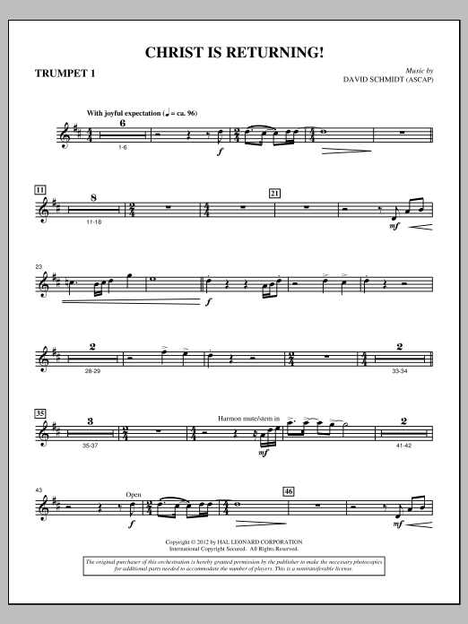 David Schmidt Christ Is Returning! - Bb Trumpet 1 Sheet Music Notes & Chords for Choir Instrumental Pak - Download or Print PDF