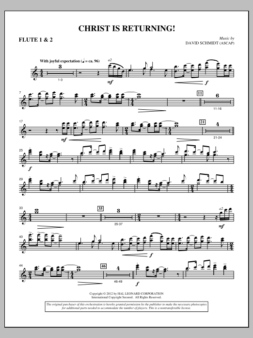 David Schmidt Christ Is Returning! - Flute 1 & 2 Sheet Music Notes & Chords for Choir Instrumental Pak - Download or Print PDF