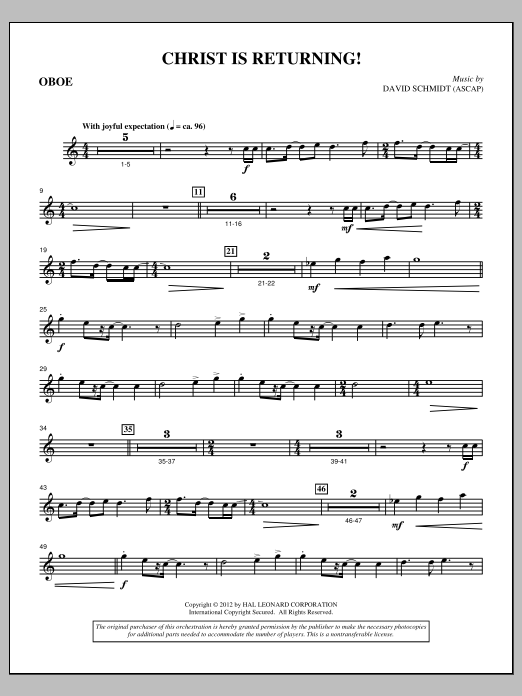 David Schmidt Christ Is Returning! - Oboe Sheet Music Notes & Chords for Choir Instrumental Pak - Download or Print PDF