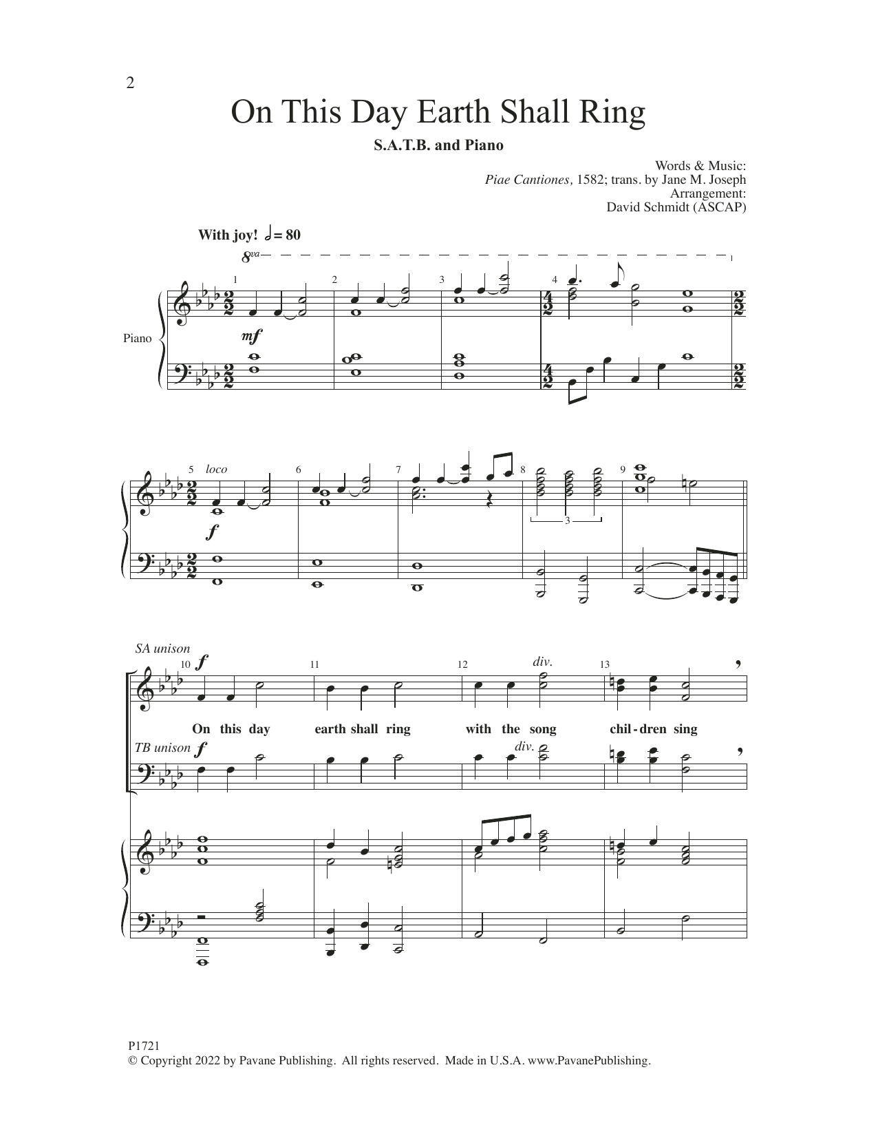 David Schmidt On This Day Earth Shall Ring Sheet Music Notes & Chords for SATB Choir - Download or Print PDF