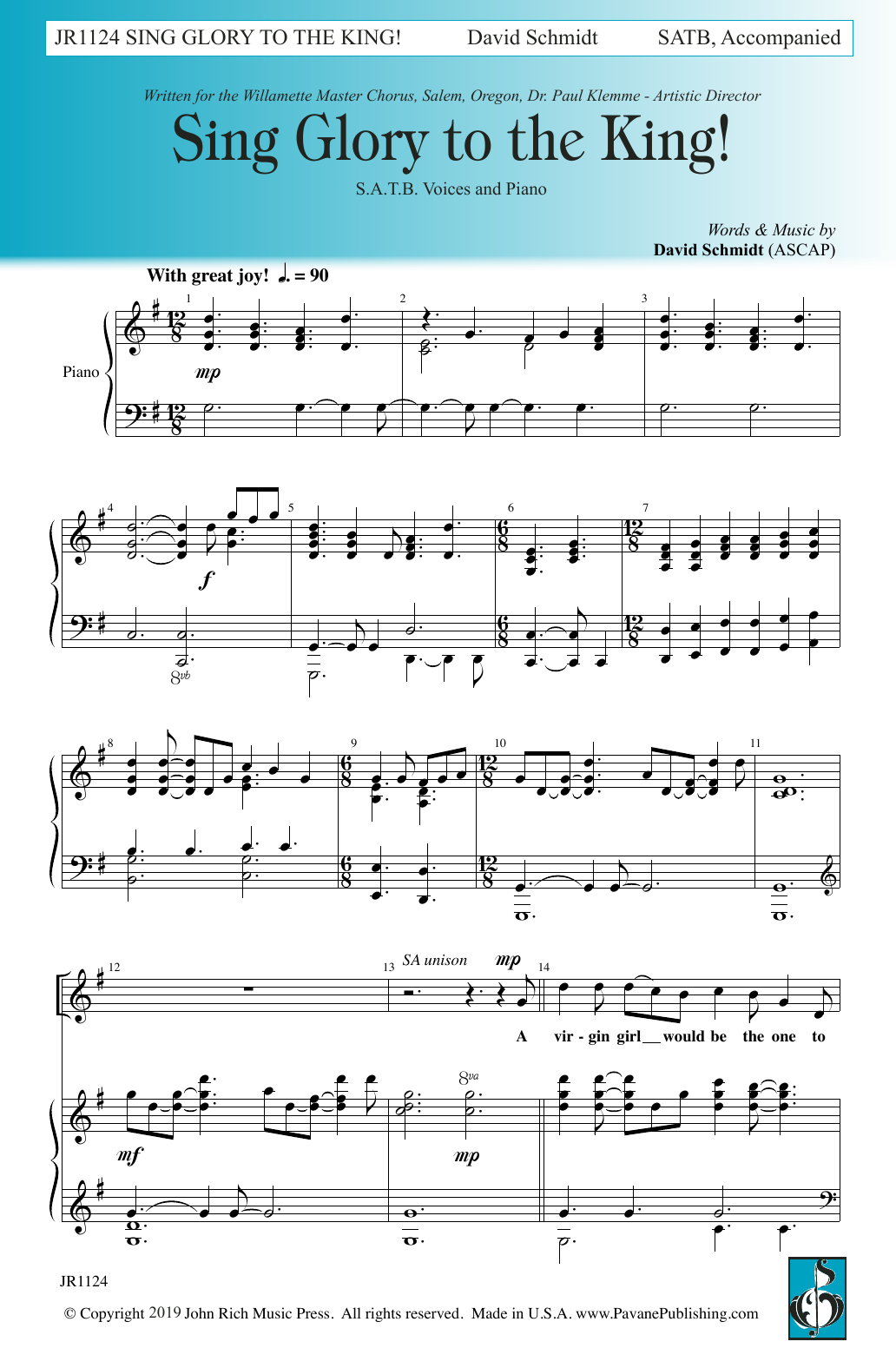 David Schmidt Sing Glory to the King Sheet Music Notes & Chords for SATB Choir - Download or Print PDF
