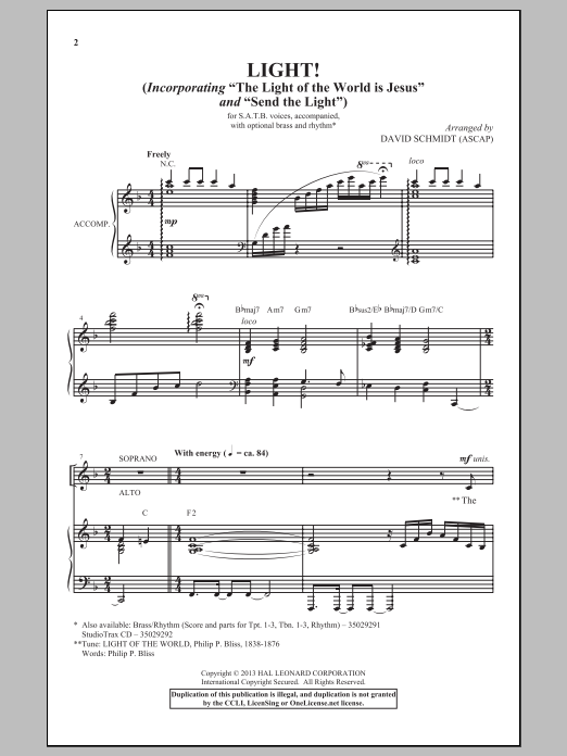 David Schmidt The Light Of The World Is Jesus Sheet Music Notes & Chords for SATB - Download or Print PDF