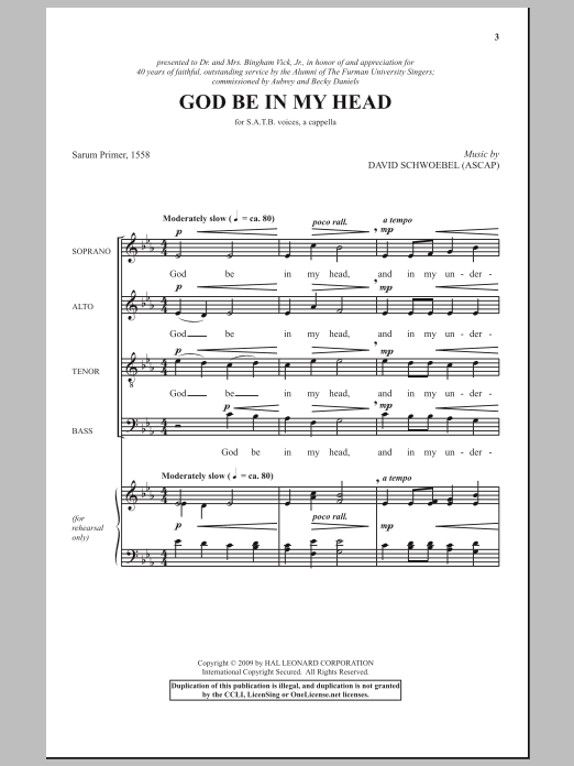 David Schwoebel God Be In My Head Sheet Music Notes & Chords for SATB - Download or Print PDF
