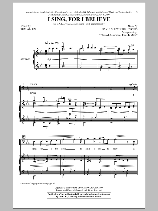 David Schwoebel I Sing, For I Believe Sheet Music Notes & Chords for SATB - Download or Print PDF