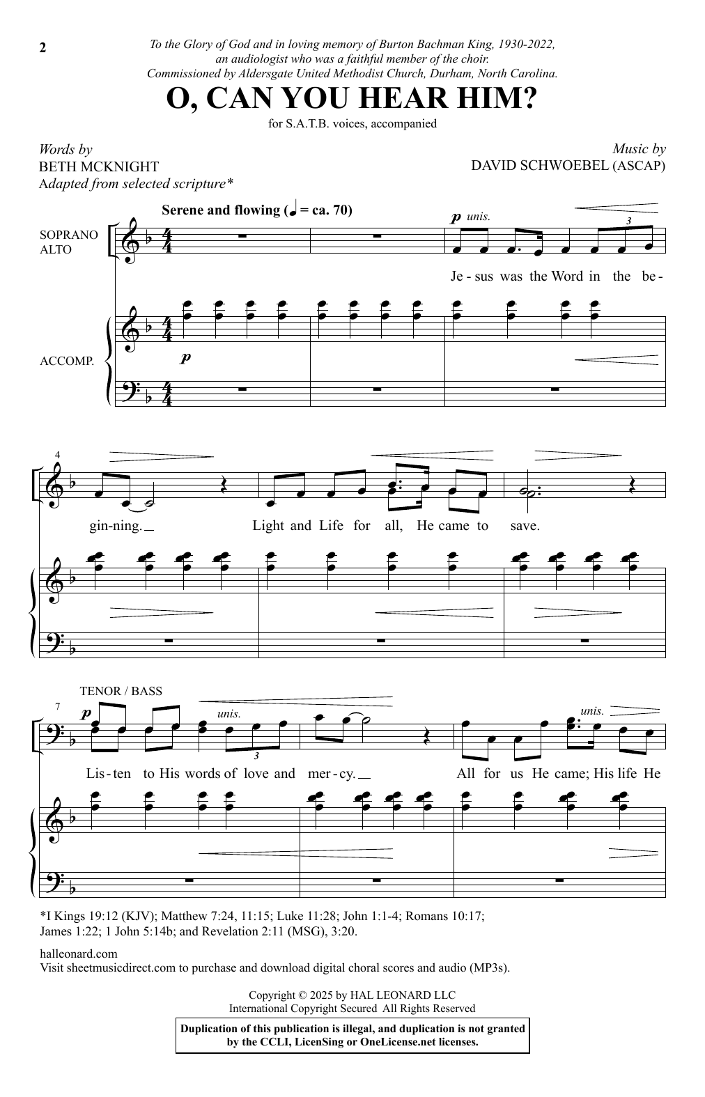 David Schwoebel O, Can You Hear Him? Sheet Music Notes & Chords for SATB Choir - Download or Print PDF