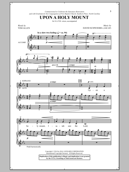 David Schwoebel Upon A Holy Mount Sheet Music Notes & Chords for SATB - Download or Print PDF