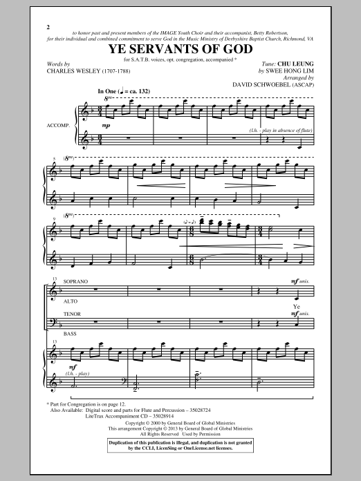 David Schwoebel Ye Servants Of God Sheet Music Notes & Chords for SATB - Download or Print PDF