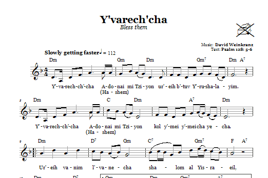 David Weinkranz Y'varech'cha (Bless Them) Sheet Music Notes & Chords for Melody Line, Lyrics & Chords - Download or Print PDF