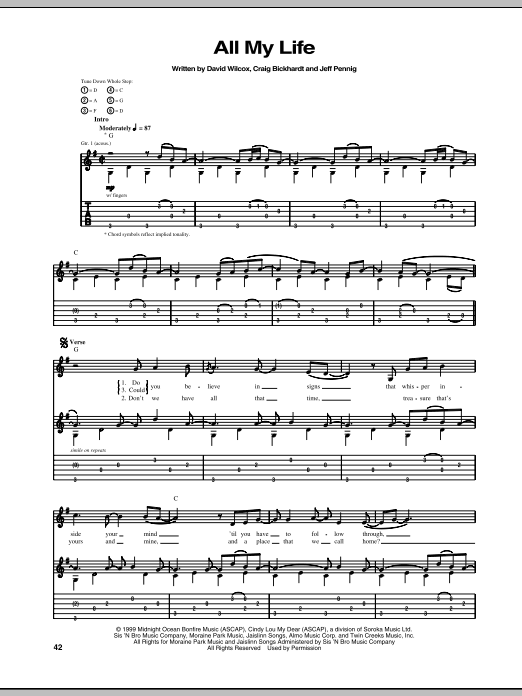 David Wilcox All My Life Sheet Music Notes & Chords for Guitar Tab - Download or Print PDF