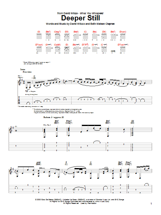David Wilcox Deeper Still Sheet Music Notes & Chords for Guitar Tab - Download or Print PDF