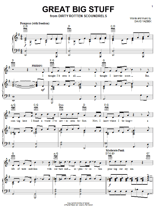 David Yazbek Great Big Stuff Sheet Music Notes & Chords for Melody Line, Lyrics & Chords - Download or Print PDF