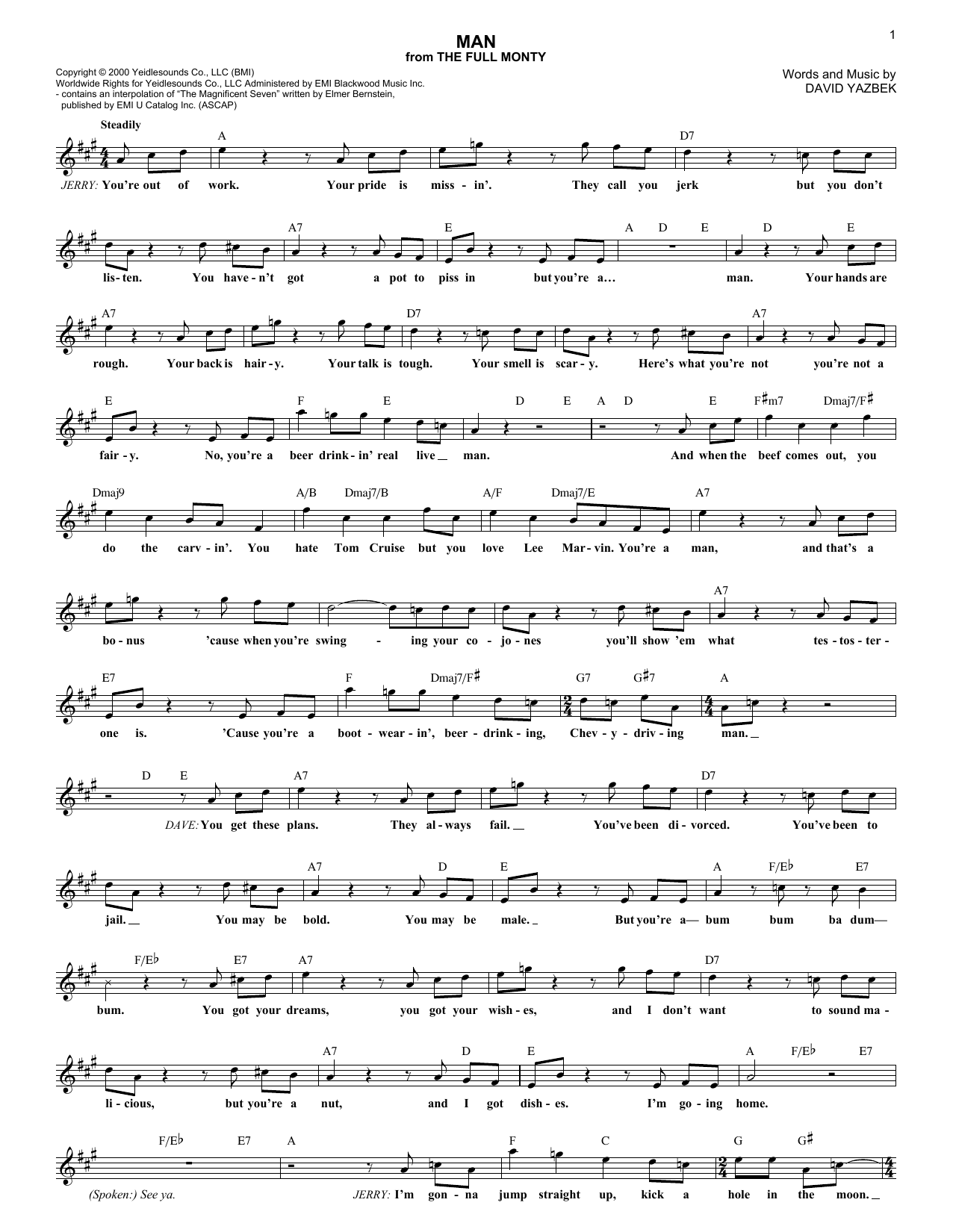 David Yazbek Man Sheet Music Notes & Chords for Melody Line, Lyrics & Chords - Download or Print PDF