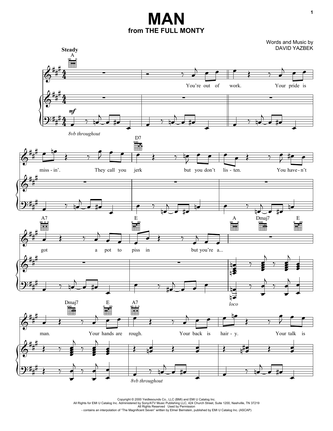 David Yazbek Man Sheet Music Notes & Chords for VPROPG - Download or Print PDF