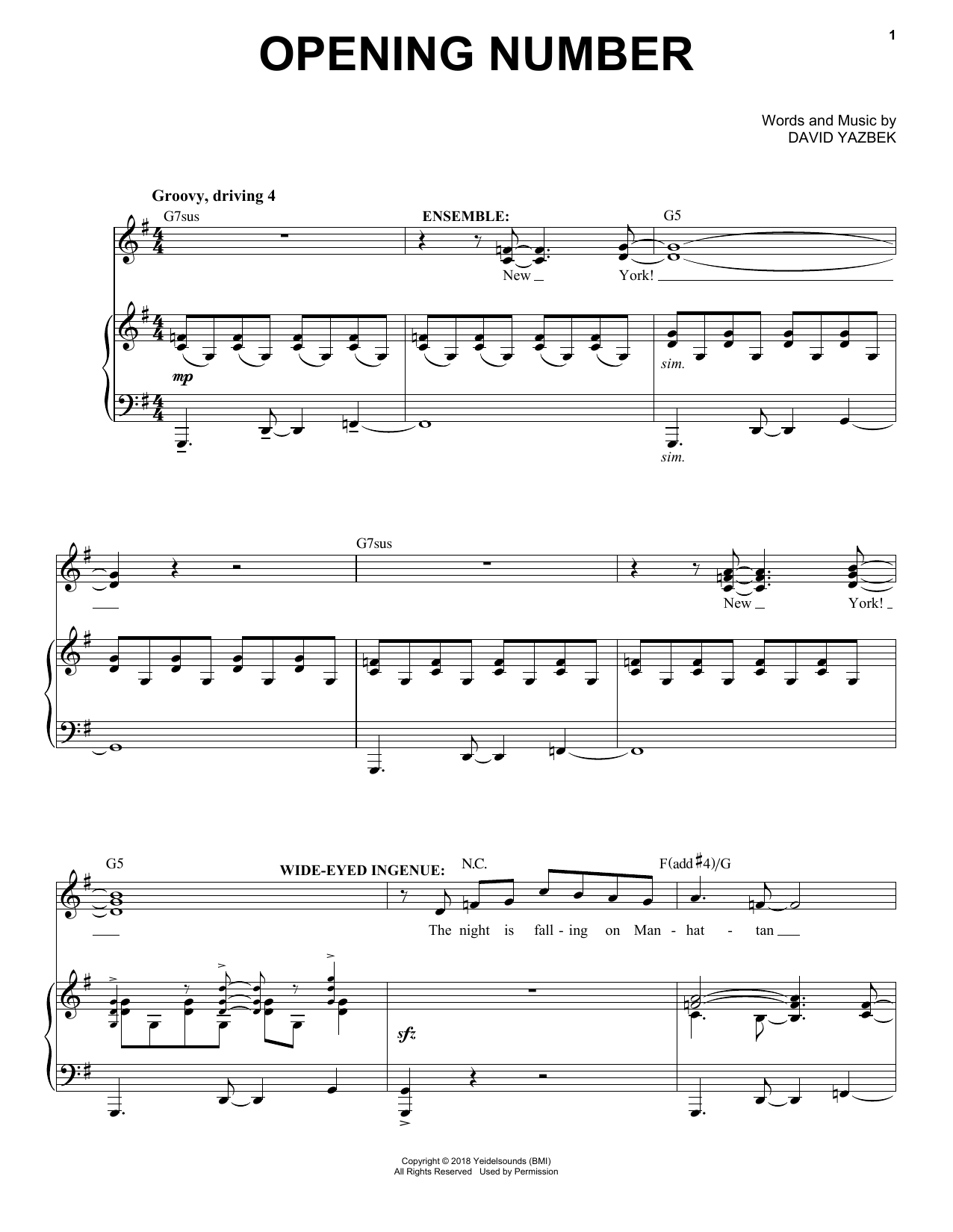 David Yazbek Opening Number (from the musical Tootsie) Sheet Music Notes & Chords for Piano & Vocal - Download or Print PDF