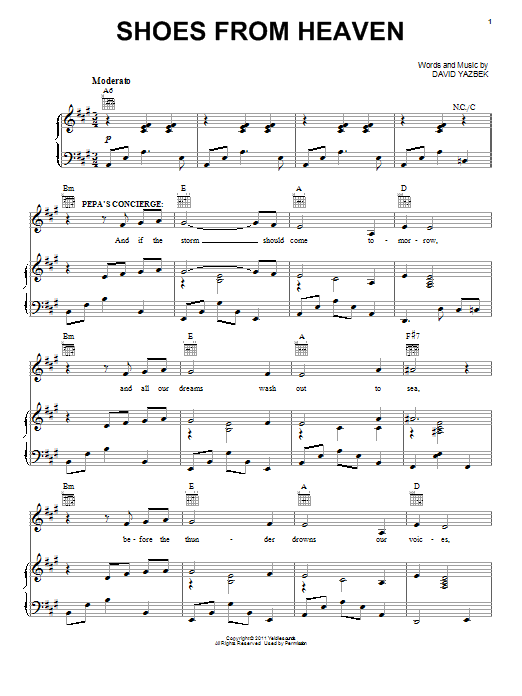 David Yazbek Shoes From Heaven Sheet Music Notes & Chords for Piano, Vocal & Guitar (Right-Hand Melody) - Download or Print PDF