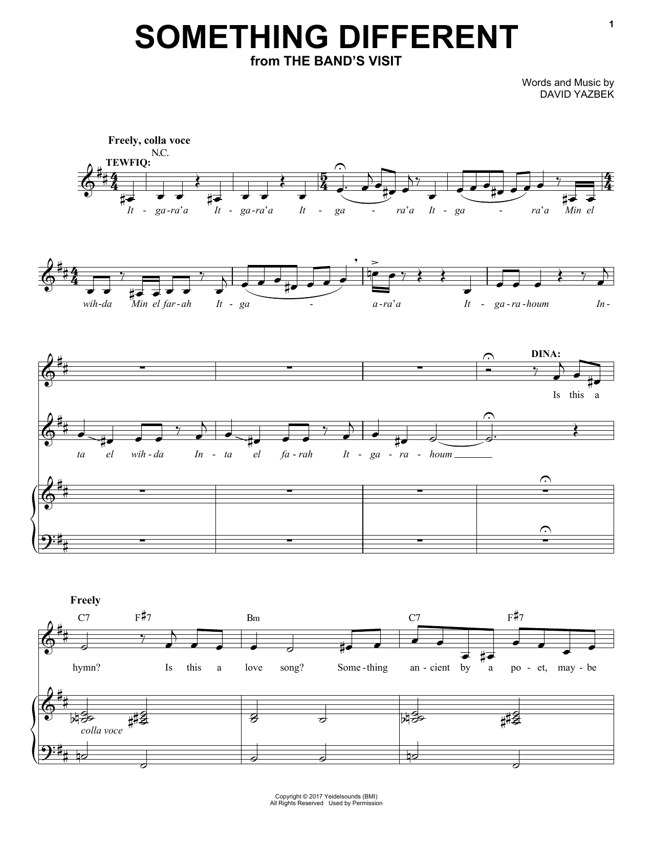 David Yazbek Something Different Sheet Music Notes & Chords for Piano & Vocal - Download or Print PDF