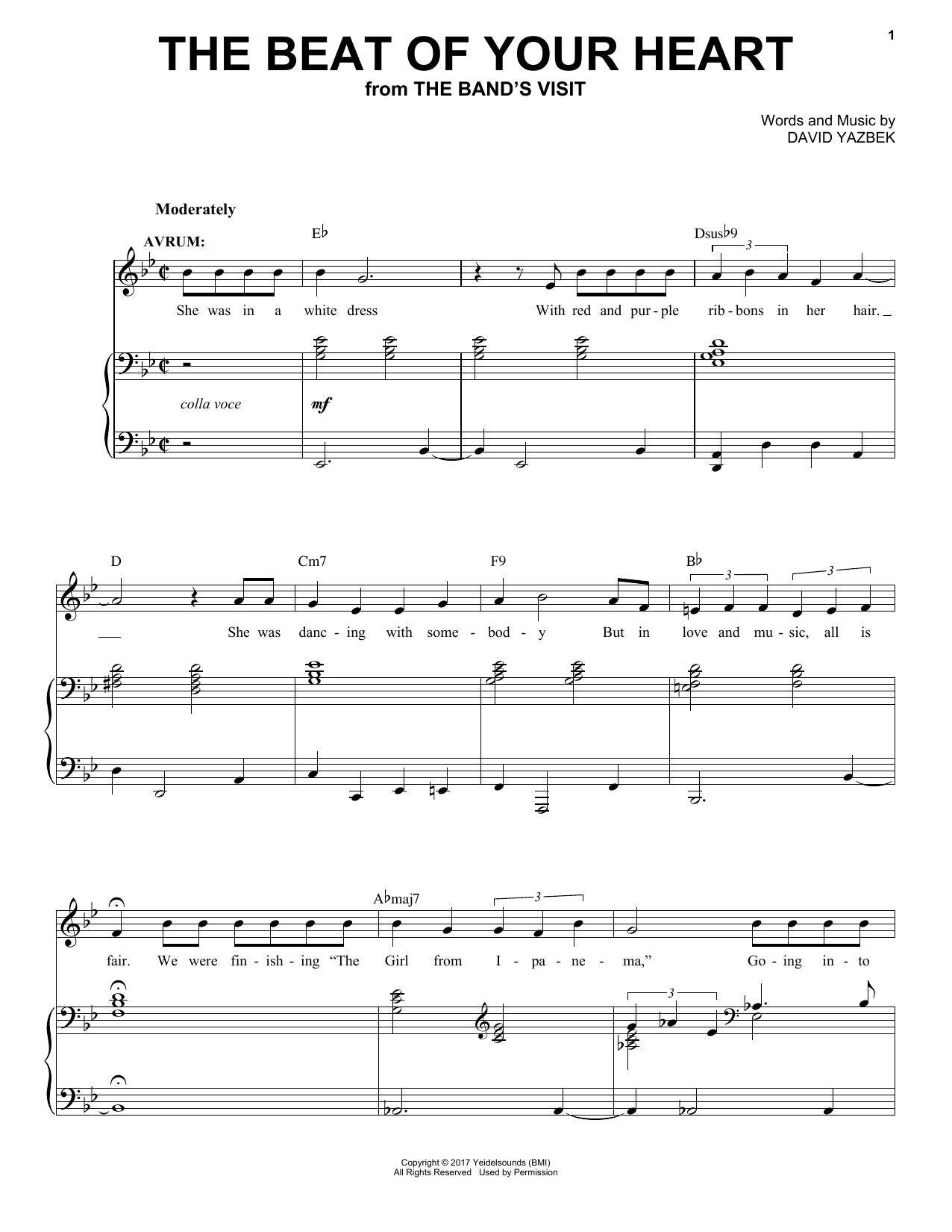 David Yazbek The Beat Of Your Heart Sheet Music Notes & Chords for Piano & Vocal - Download or Print PDF