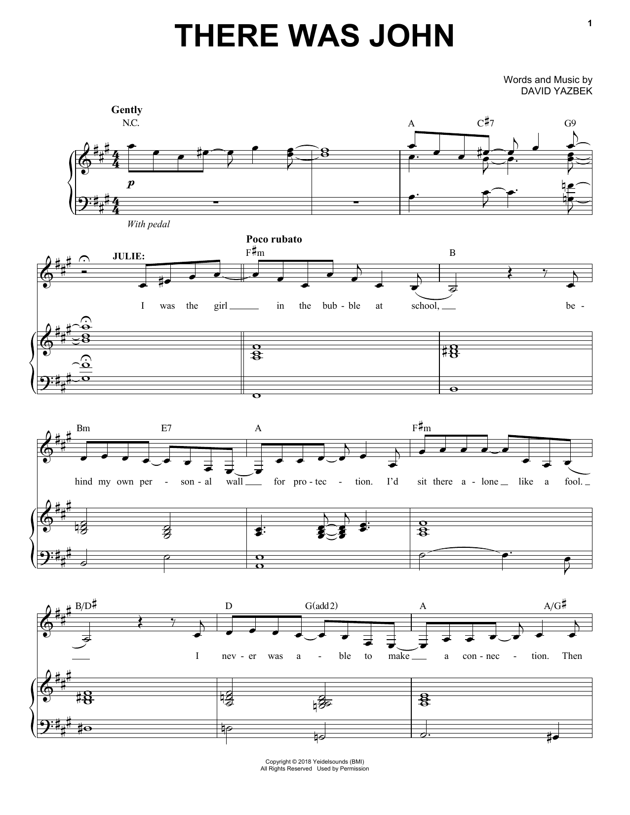 David Yazbek There Was John (from the musical Tootsie) Sheet Music Notes & Chords for Piano & Vocal - Download or Print PDF