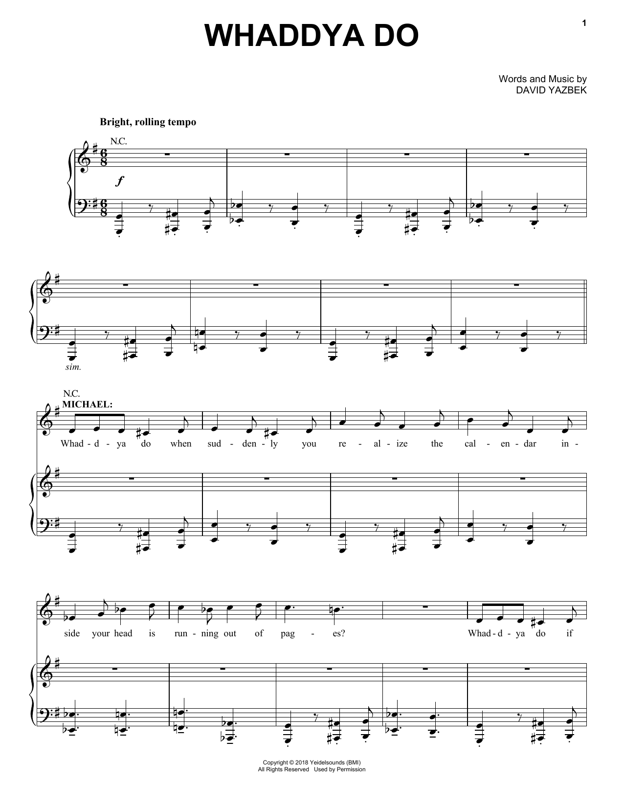 David Yazbek Whaddya Do (from the musical Tootsie) Sheet Music Notes & Chords for Piano & Vocal - Download or Print PDF