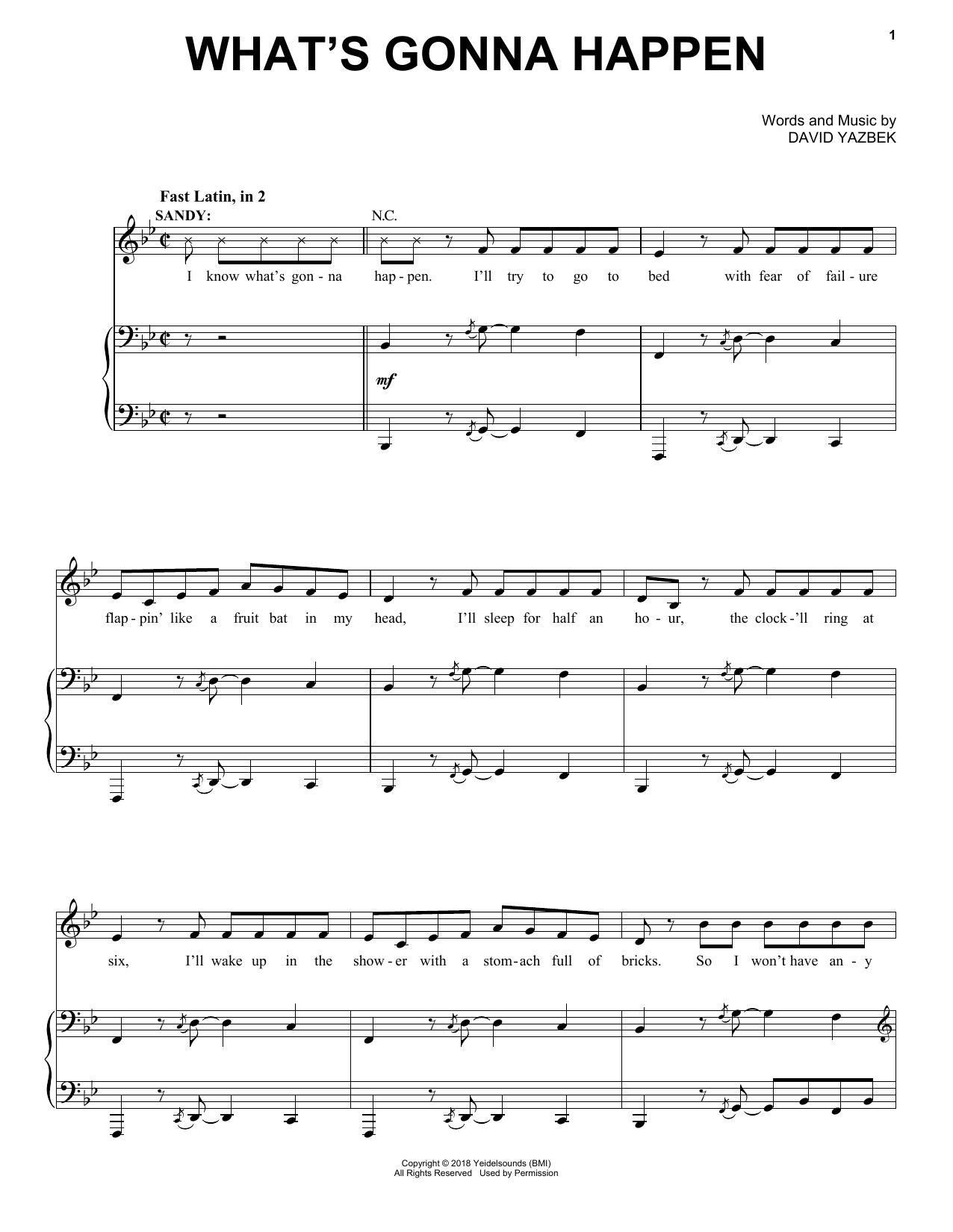 David Yazbek What's Gonna Happen (from the musical Tootsie) Sheet Music Notes & Chords for Piano & Vocal - Download or Print PDF