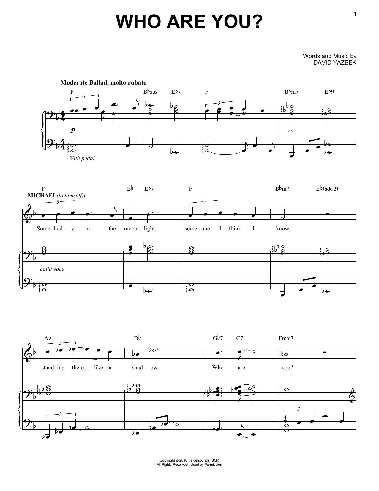 David Yazbek Who Are You? (from the musical Tootsie) Sheet Music Notes & Chords for Piano & Vocal - Download or Print PDF