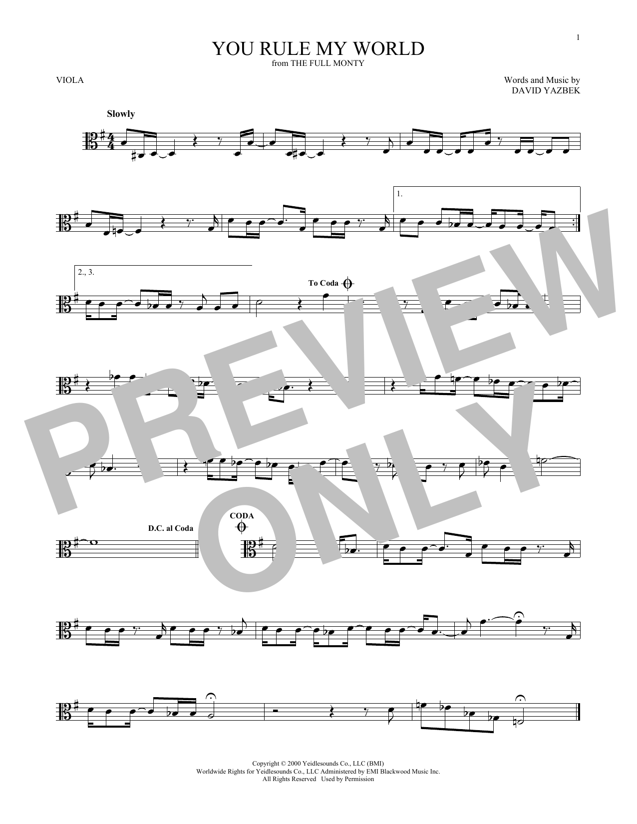 David Yazbek You Rule My World Sheet Music Notes & Chords for Viola - Download or Print PDF David Yazbek You Rule My World Sheet Music Notes & Chords for Viola - Download or Print PDF