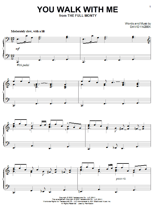 David Yazbek You Walk With Me Sheet Music Notes & Chords for Melody Line, Lyrics & Chords - Download or Print PDF