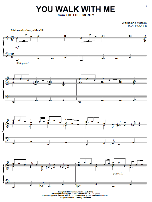 David Yazbek You Walk With Me Sheet Music Notes & Chords for Piano - Download or Print PDF
