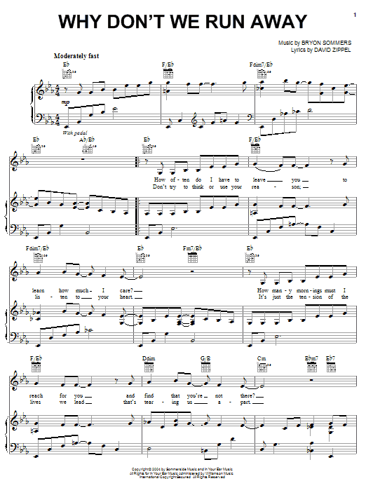 David Zippel Why Don't We Run Away Sheet Music Notes & Chords for Piano, Vocal & Guitar (Right-Hand Melody) - Download or Print PDF