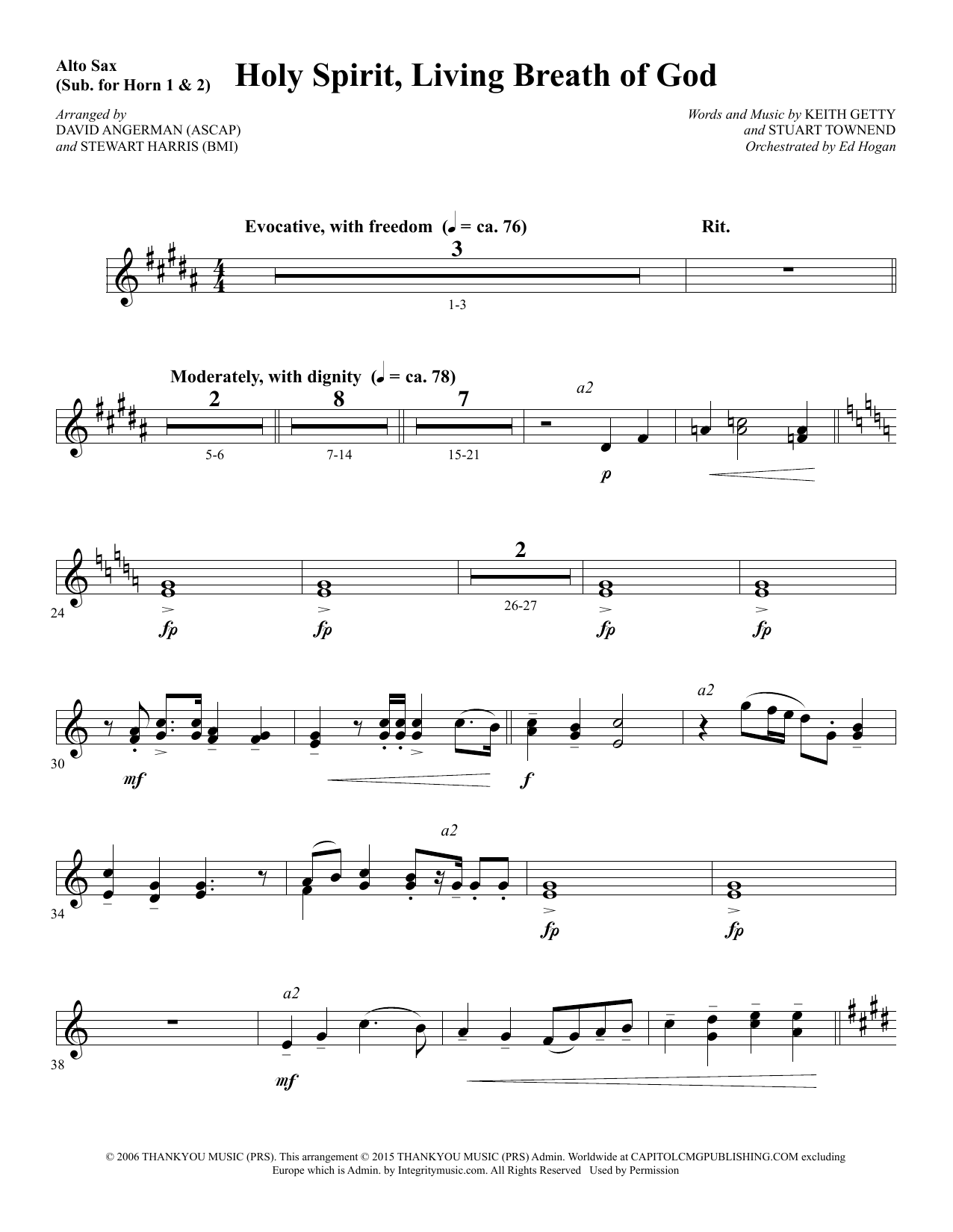Preview David Angerman Holy Spirit, Living Breath of God - Alto Sax 1-2 (sub. Horn 1-2) Sacred sheet music, notes and chords for Choir Instrumental Pak, SKU: 346551 Holy Spirit, Living Breath of God - Alto Sax 1-2 (sub. Horn 1-2) sheet music