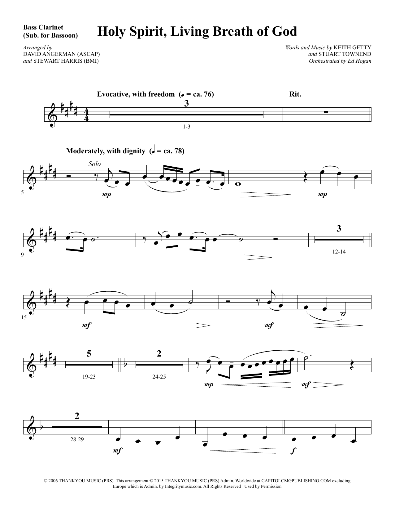 Preview David Angerman Holy Spirit, Living Breath of God - Bass Clarinet (sub. Bassoon) Sacred sheet music, notes and chords for Choir Instrumental Pak, SKU: 346549 Holy Spirit, Living Breath of God - Bass Clarinet (sub. Bassoon) sheet music