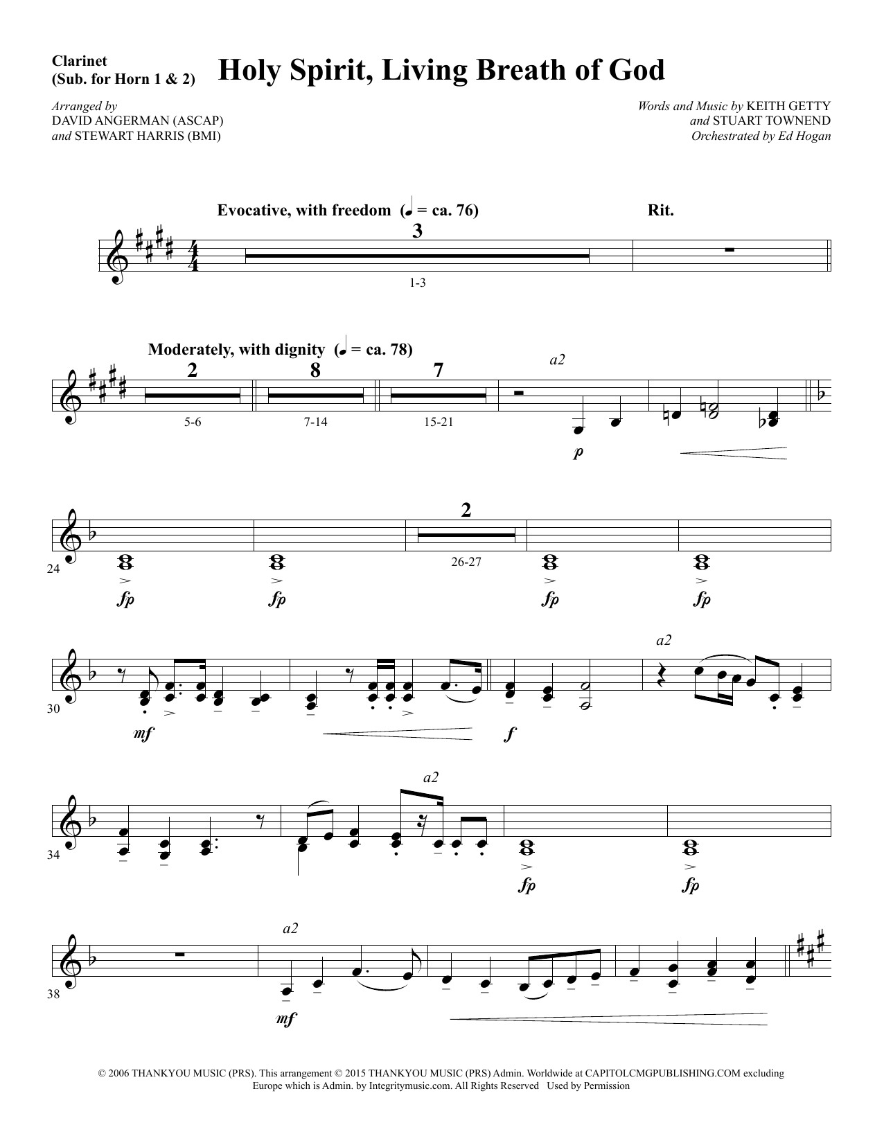 Preview David Angerman Holy Spirit, Living Breath of God - Clarinet (sub. Horn 1-2) Sacred sheet music, notes and chords for Choir Instrumental Pak, SKU: 346552 Holy Spirit, Living Breath of God - Clarinet (sub. Horn 1-2) sheet music
