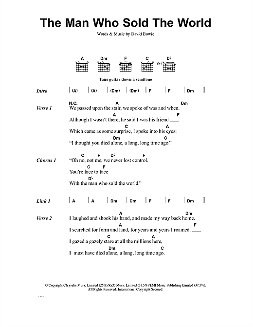 David Bowie The Man Who Sold The World Sheet Music Download Pdf Score 18850