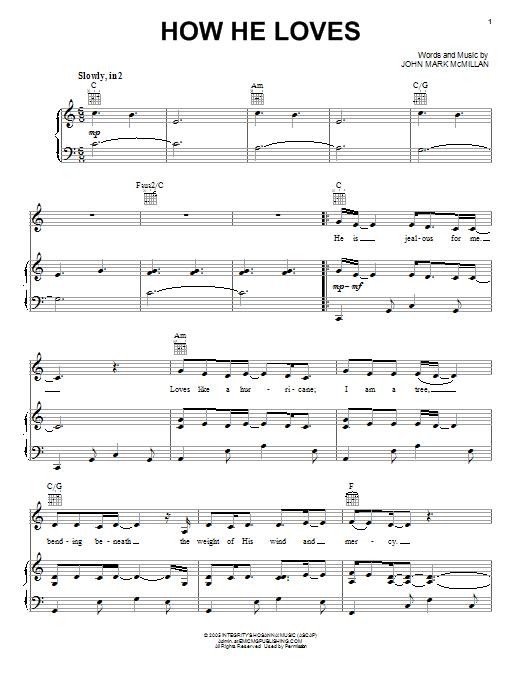 Preview David Crowder Band How He Loves Pop sheet music, notes and chords for Piano, SKU: 80467 How He Loves sheet music