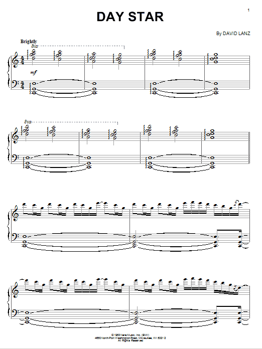 Preview David Lanz Day Star New Age sheet music, notes and chords for Piano, SKU: 74816 Day Star sheet music